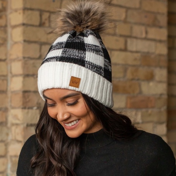 Accessories - SOLD OUT Buffalo Check Plaid Fleece Lined Winter Beanie